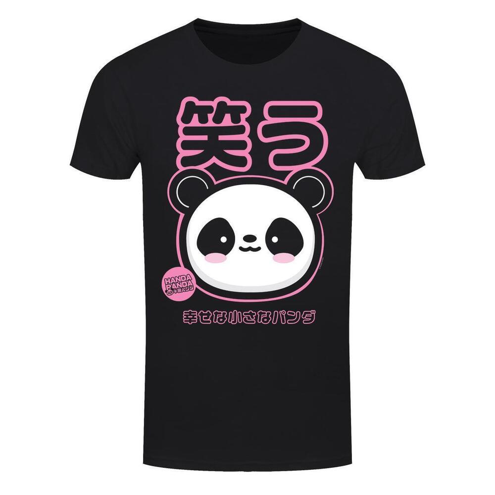 Handa Panda Laughter Mens Black Tshirt